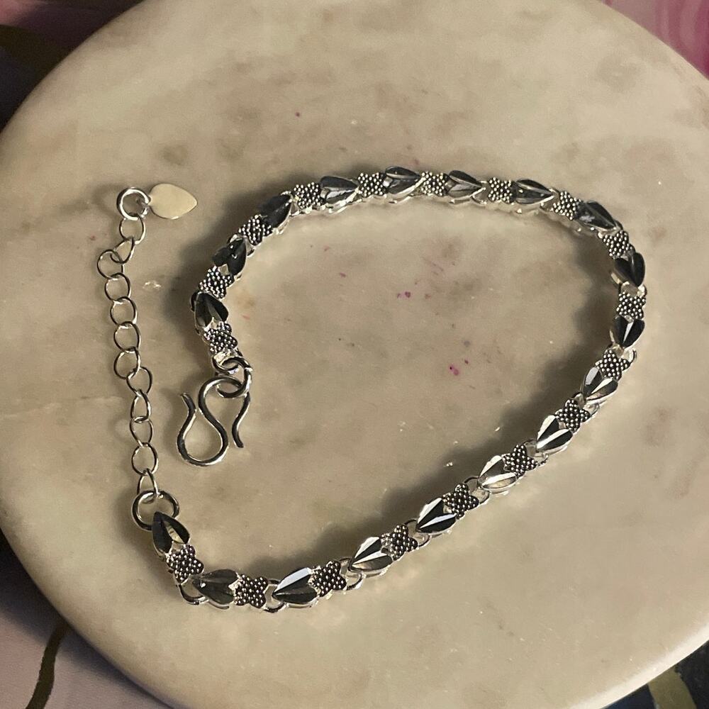 Heart chain silver bracelet